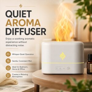 Essential Oil Diffusers with Timer, Quiet Aroma Diffuser, Air Diffuser for Bedroom, Home, Office, Auto Shut-Off, Night Light (White)