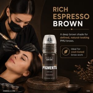 Espresso Brown Micro Pigment – DOUCE BRISE 15ml | Professional Use Permanent Makeup Pigment for Eyebrows, Hairline, Beard & Microblading | PMU Tattoo Ink | Vegan Formula | Made in USA