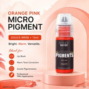 Orange Pink Micro Pigment – DOUCE BRISE 15ml | Professional Use PMU Tattoo Pigment for Lip Blush, Warm Tone Correction, Areola | Permanent Makeup Ink for Microblading & Cosmetic Tattoo | Vegan Formula | USA