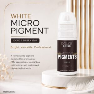 White Micro Pigment – DOUCE BRISE 15ml | Professional Use Permanent Makeup Highlight & Mixing Ink | PMU Pigment for Lightening, Lip Correction, Areola | Cosmetic Tattoo Supply | USA Made | Vegan Formula