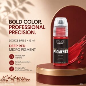 Deep Red Micro Pigment – DOUCE BRISE 15ml | Professional Use Tattoo Ink for Permanent Makeup | Lip Blush, Areola, Color Correction | PMU Pigment for Microblading & Cosmetic Tattoo | Made in USA | Vegan Formula