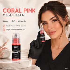 Coral Pink Micro Pigment – DOUCE BRISE 15ml | Professional Use PMU Tattoo Ink for Lips, Areola, Blush Correction | Permanent Makeup Pigment for Microblading & Cosmetic Tattoo | Vegan Formula | Made in USA