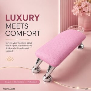 Pink embossed Manicure Armrest Hand rest with Leather Cushion Pillow