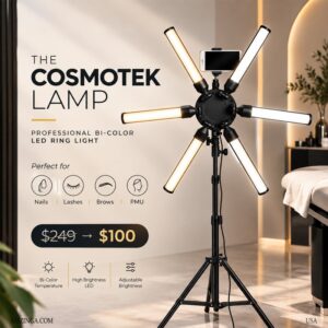 Professional Bi-Color LED Ring Light - Adjustable Lighting for Nail, Lash, Brow, and Permanent Makeup Photography