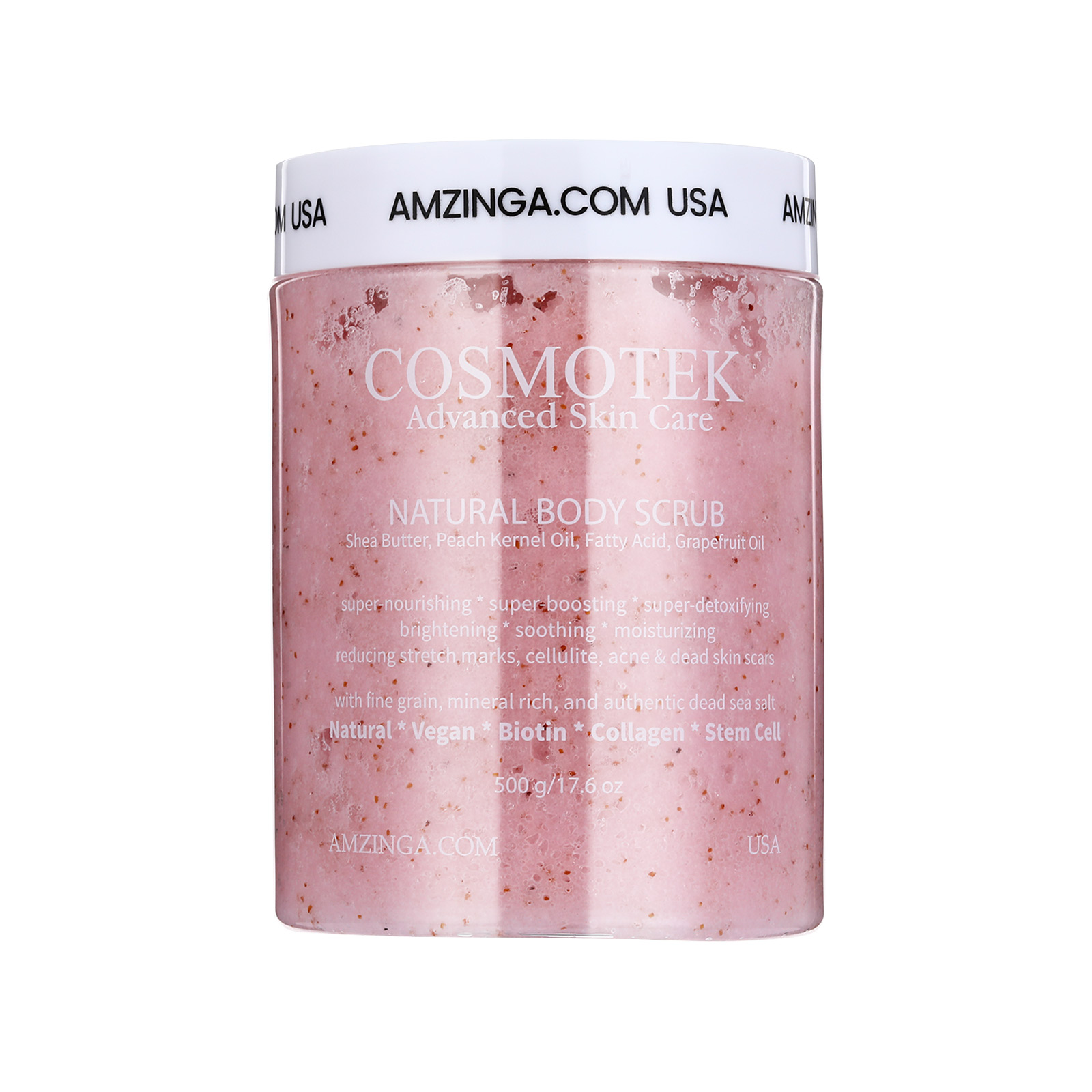 Peach Body Scrub- Natural Exfoliating Salt Scrub & Body and Face Souffle helps with Moisturizing Skin, Acne, Cellulite, Dead Skin Scars, Wrinkles (16.7 oz)