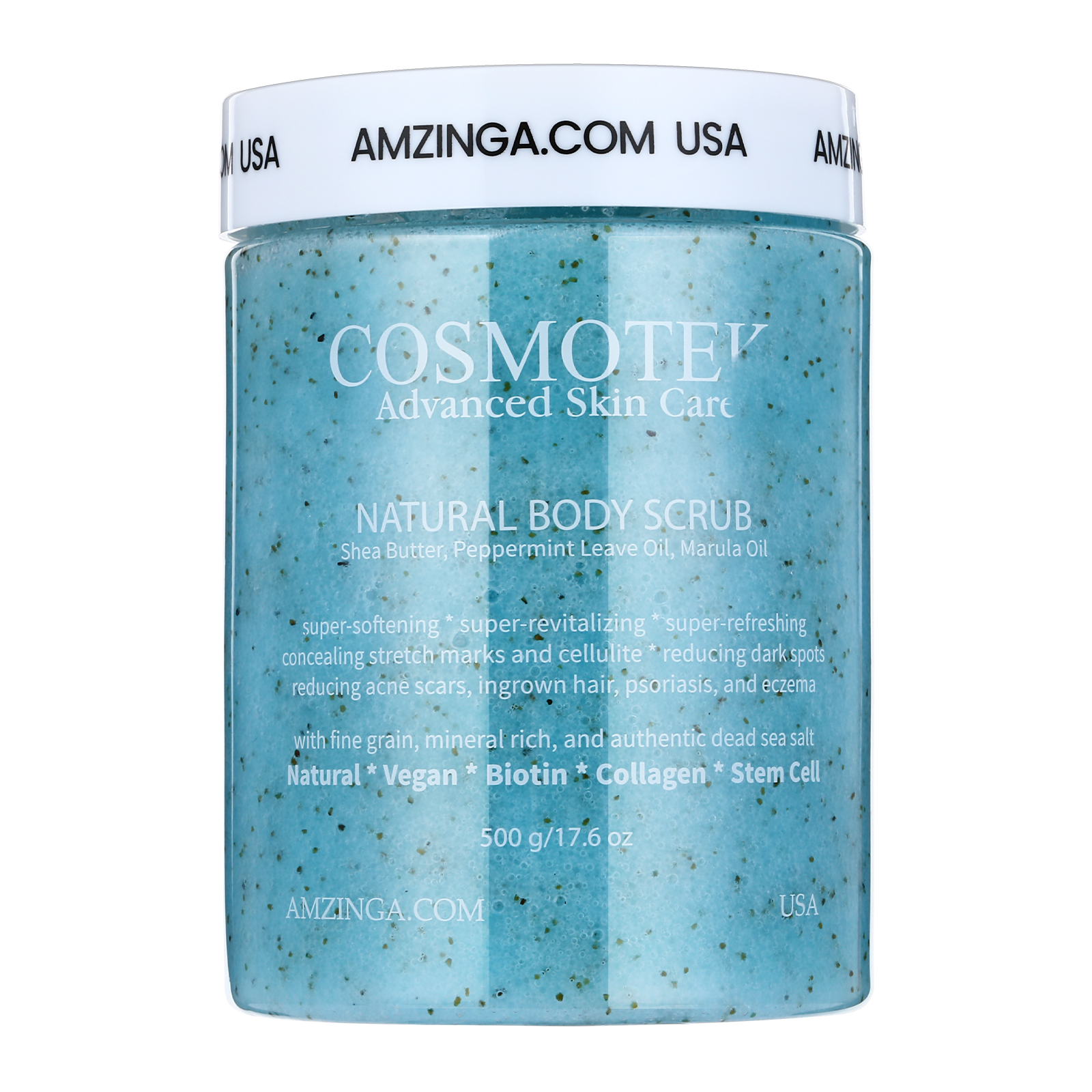 Peppermint Body Scrub- Natural Exfoliating Salt Scrub & Body and Face Souffle helps with Moisturizing Skin, Acne, Cellulite, Dead Skin Scars, Wrinkles (16.7 oz)