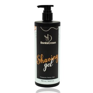 Bonita Crown Shaving Gel 500ml – Transparent Non-Foaming Gel for Smooth, Precise Shave – Aloe & Castor Oil Formula for Sensitive Skin – Professional Barber-Grade Shaving Gel for Men & Women – Clean, Cooling, Hydrating Shave Skin – Professional Barber-Grade Shaving Gel for Men & Women – Clean, Cooling, Hydrating Shave