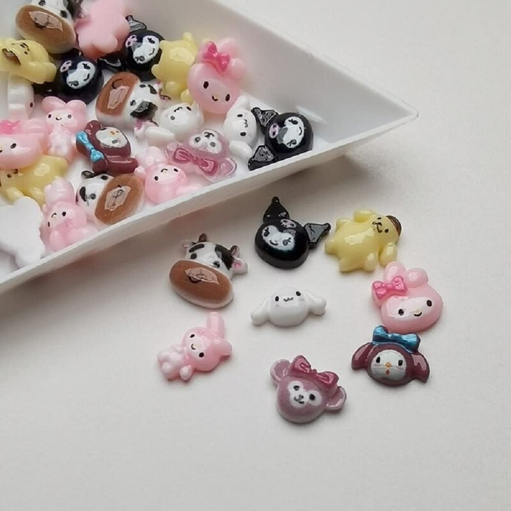 Cute Resin Nail Art Charms Happy Animals Jelly Gummy Sweet Candy 3D Nail Decoration DIY Nail Accessories (30PCS, Mixed)