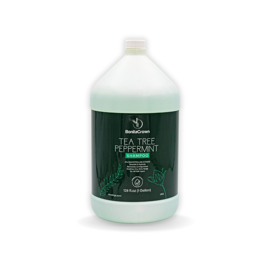 Bonita Crown Tea Tree Peppermint Shampoo – 1 Gallon (128 fl oz) | No Sulfates & Silicones, No Parabens & Phthalates | Refreshes & Hydrates Scalp | Safe for All Hair Types | USA Made