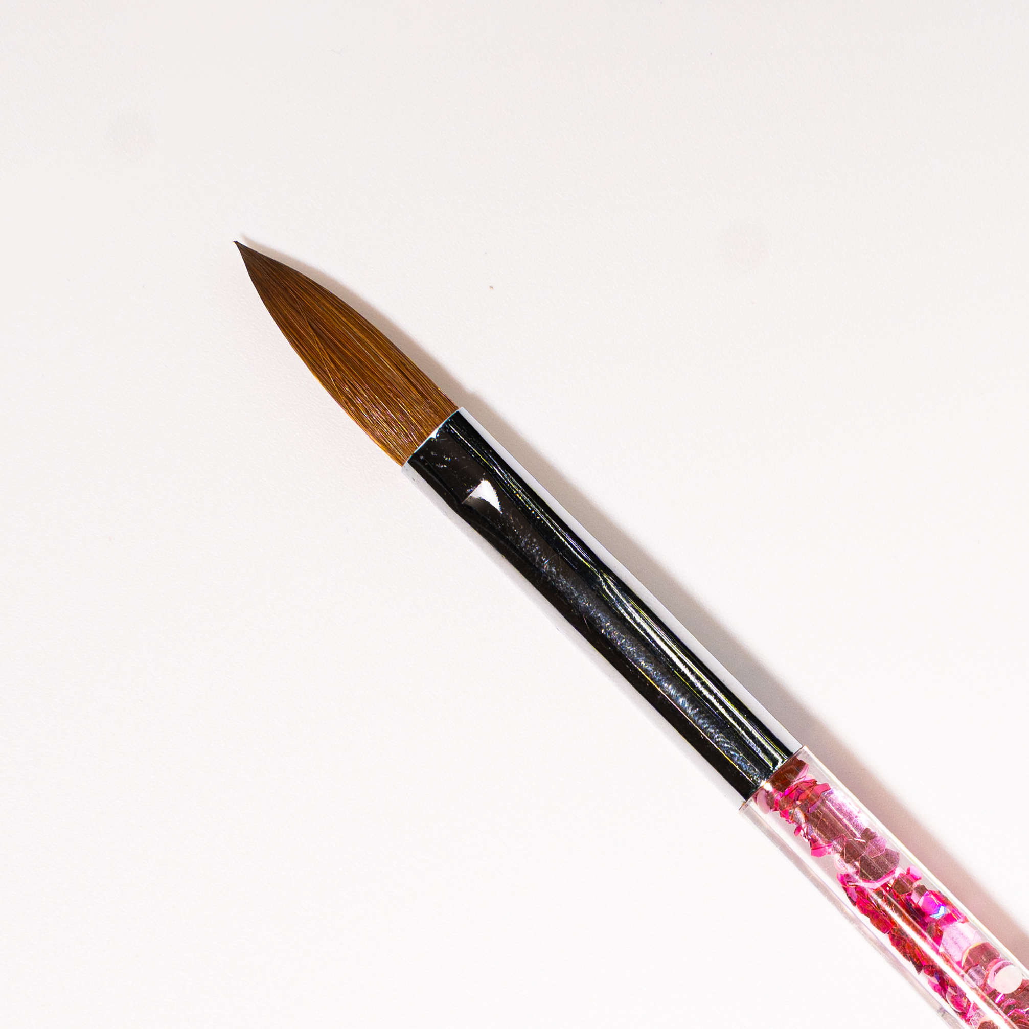 Acrylic Nail Brush Pure Kolinsky Hair Acrylic Pink Glitter Handle – Size 14