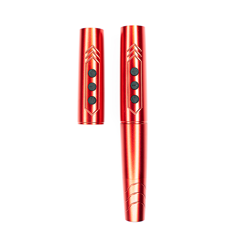 Phoenix Wireless Tattoo Pen Machine Cordless 2 Replaceble Power Supply Batteries, aluminum, Silent , Strong Mcore-A Motor – RED