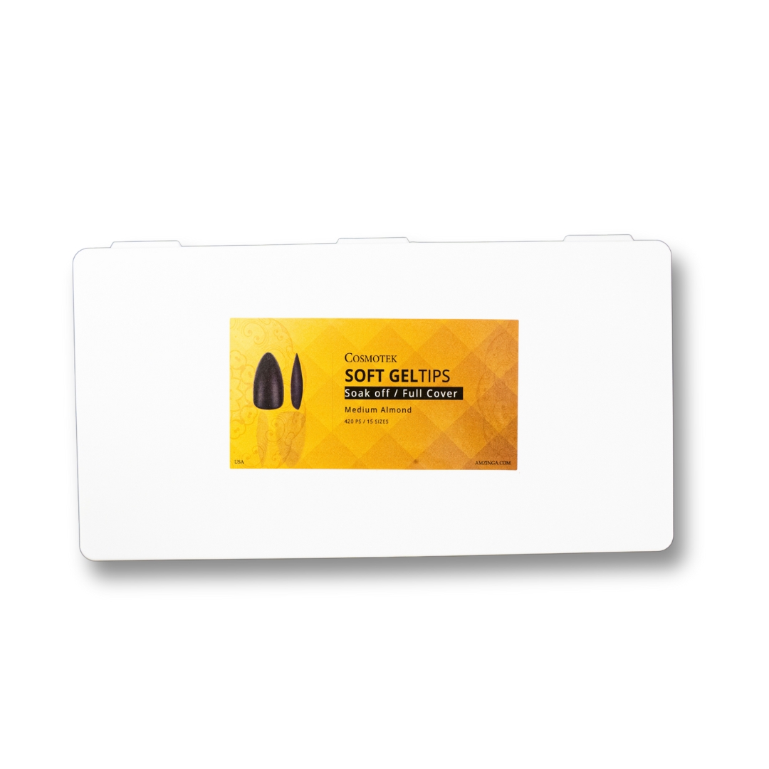 Cosmotek Medium Almond shape Nail Tips Pre-Filed Full Cover Soft Gel x Nail Tips 13 Sizes On Nails Tips Half Matte Clear Fake Nails for Acrylic Nails Soak Off Home