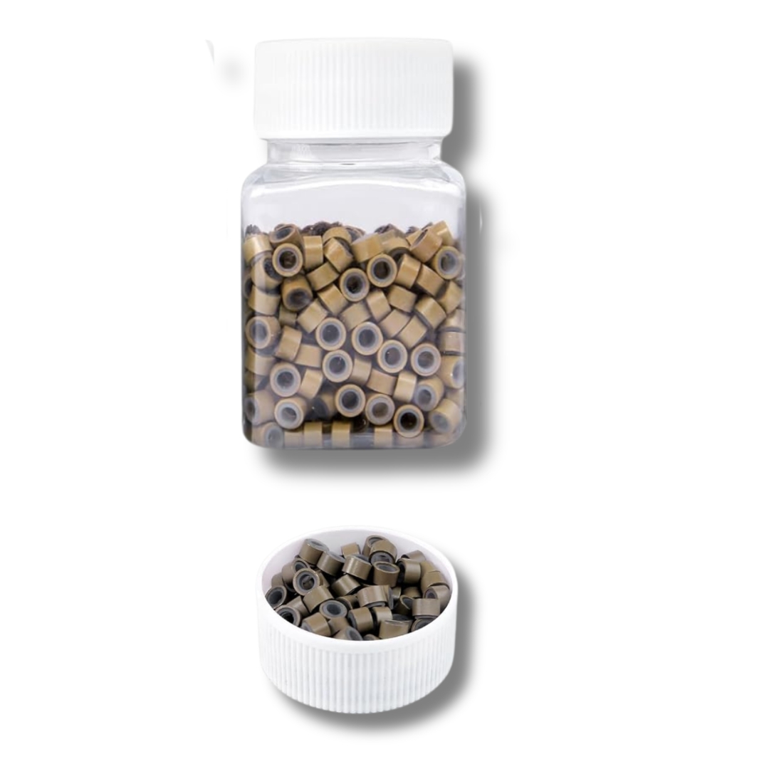 Hair Extentions Micro Rings Links Beads, 5mm Silicone Lined Beads for Human Hair Extensions Tool- DARK BLONDE