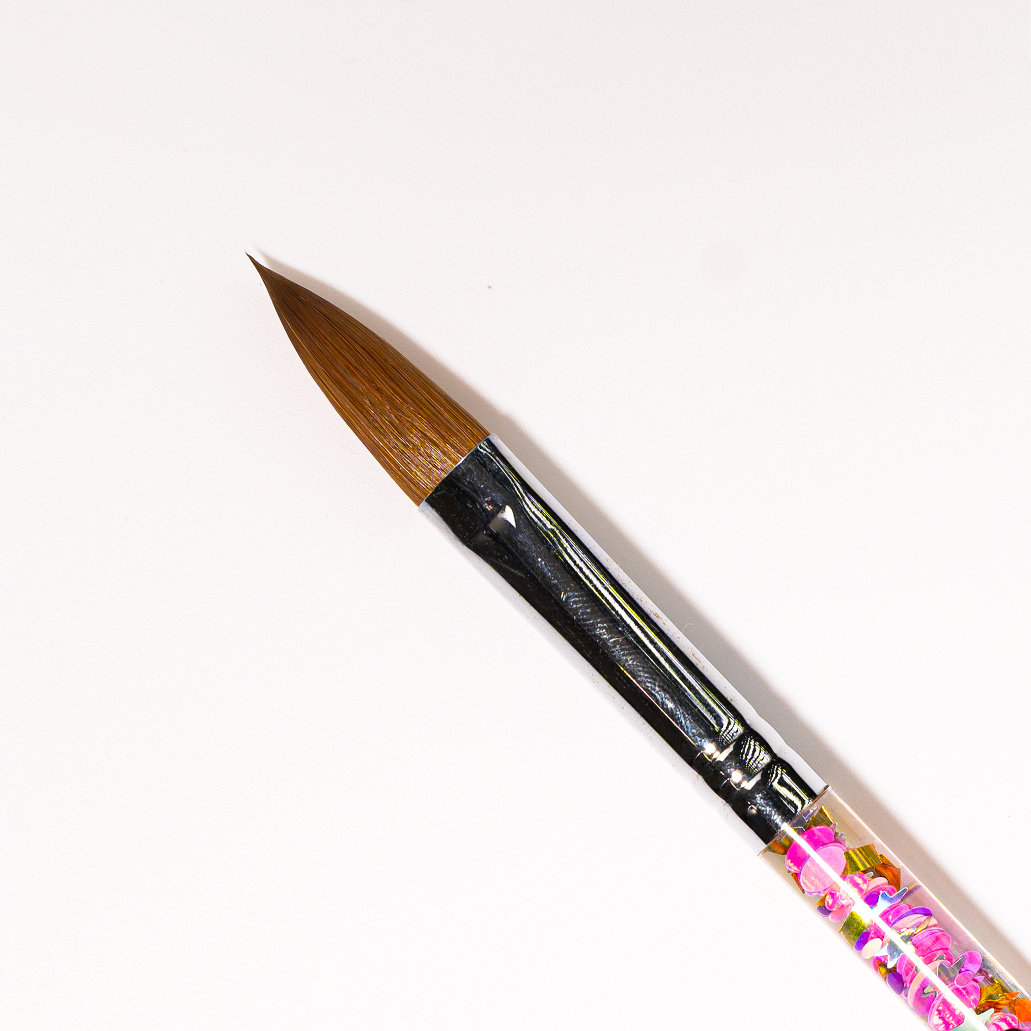 Acrylic Nail Brush Pure Kolinsky Hair Acrylic Pink Glitter Handle – Size 22