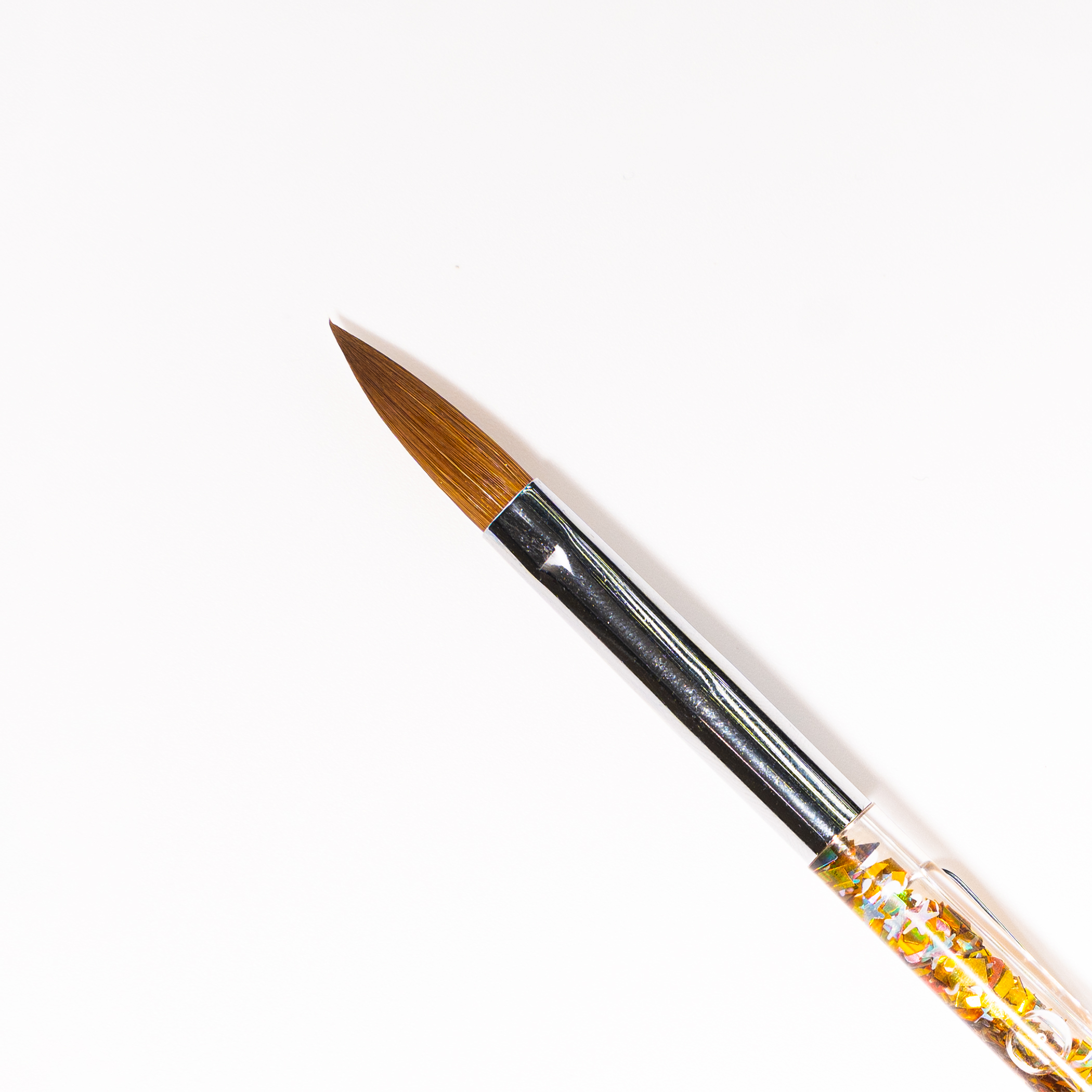 Acrylic Nail Brush Pure Kolinsky Hair Acrylic Golden Glitter Handle – Size 18