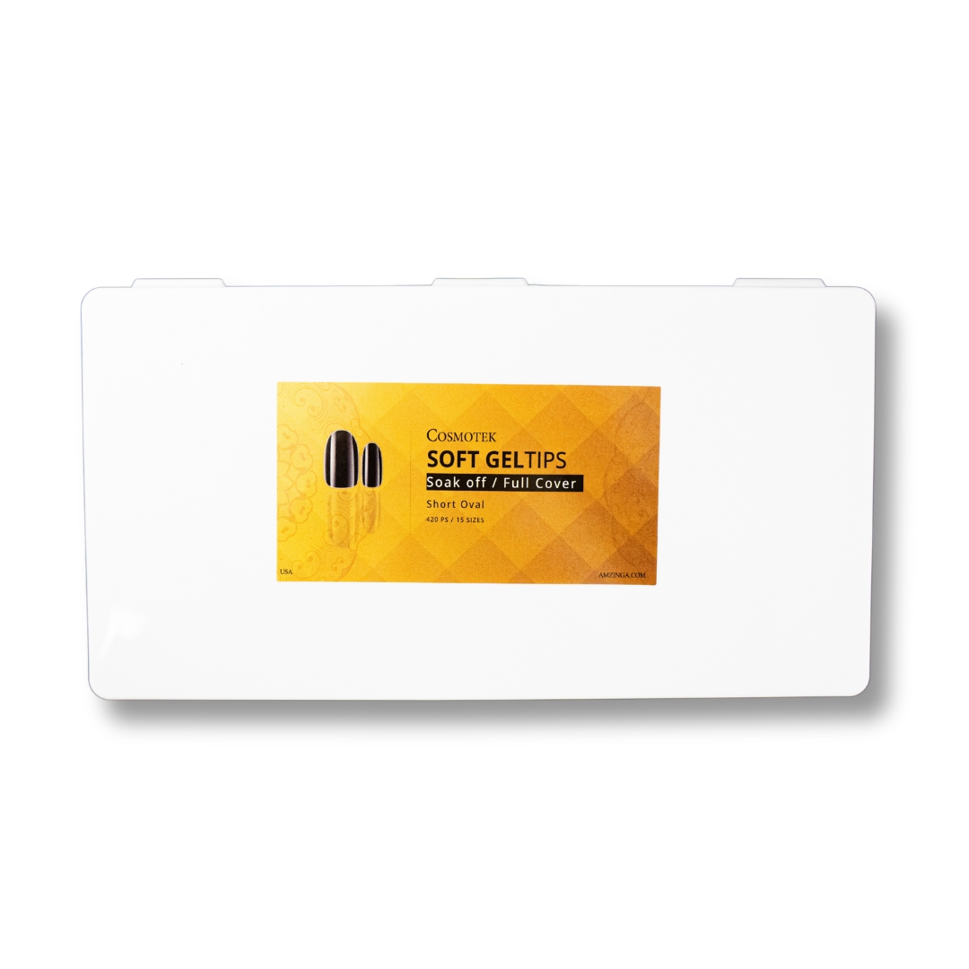 Cosmotek Short Oval shape Nail Tips Pre-Filed Full Cover Soft Gel x Nail Tips 12 Sizes Short Oval Press On Nails Tips Half Matte Clear Fake Nails for Acrylic Nails Soak Off Home