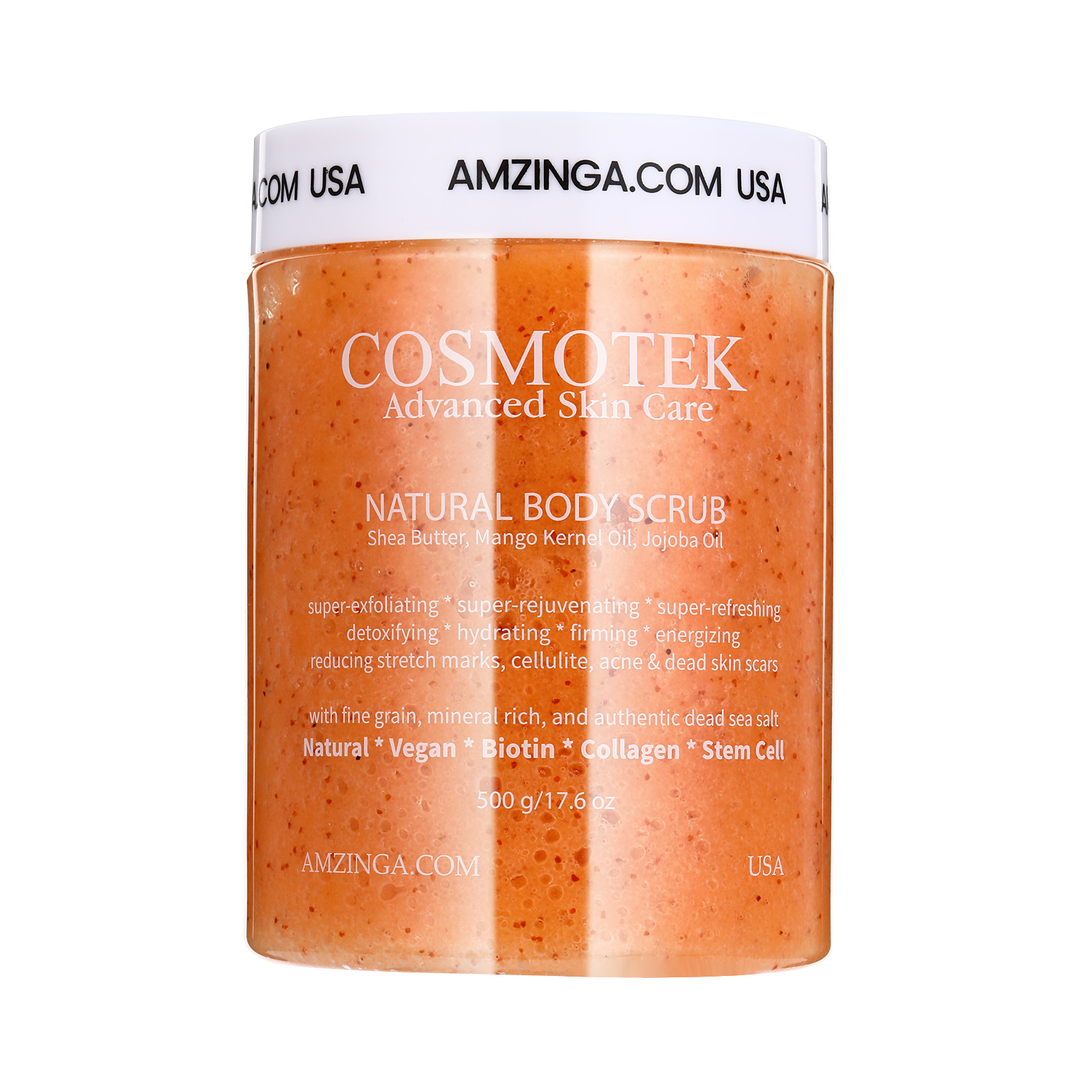 Mango Kernel Body Scrub- Natural Exfoliating Salt Scrub & Body and Face Souffle helps with Moisturizing Skin, Acne, Cellulite, Dead Skin Scars, Wrinkles (16.7 oz)