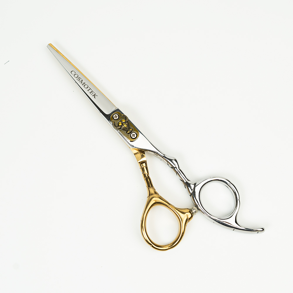 Hair Cutting Scissors Shears Professional Barber 6.5 inch Hairdressing Regular Scissor Salon Razor Edge Hair Cutting Shear Japanese 420c Stainless Steel with Detachable Finger Inserts (Gold & Silver) - Buffalo design