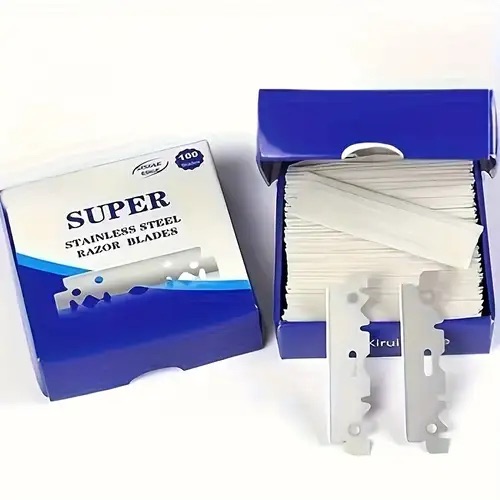 100PCS Stainless Steel Single Edge Shaving Razor Blades - Professional Facial Hair Remover, Makeup Tool, Eyebrow Trimmer -
