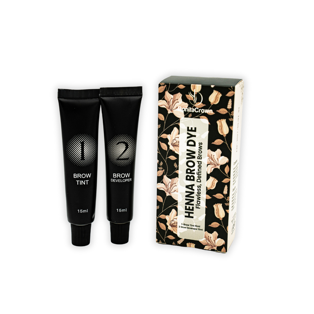 Brown Henna Brow Dye – Bonita Crown – Natural, Long-Lasting & Flawless Brow Tint for Defined, Beautiful Brows – Includes Brow Tint & Developer – 2x15ml