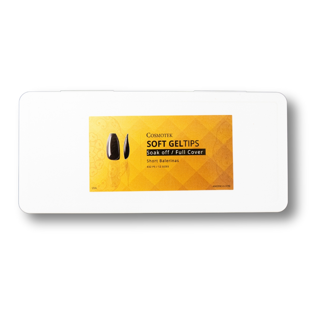 Cosmotek Short Balerinas shape Nail Tips 216 Pcs Pre-Filed Full Cover Soft Gel x Nail Tips 11 Sizes Short Balerinas Press On Nails Tips Half Matte Clear Fake Nails for Acrylic Nails Soak Off Home