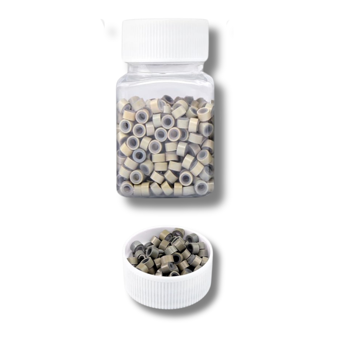 Hair Extentions Micro Rings Links Beads, 5mm Silicone Lined Beads for Human Hair Extensions Tool-BLONDE