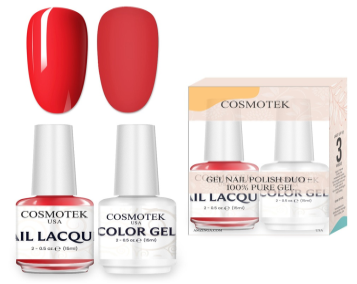 Jasper #d53e45 Nail Polish Set | Professional-Use Gel & Lacquer Duo by Cosmotek USA, Ideal for Salons, Nail Technicians, and Long-Lasting Wear