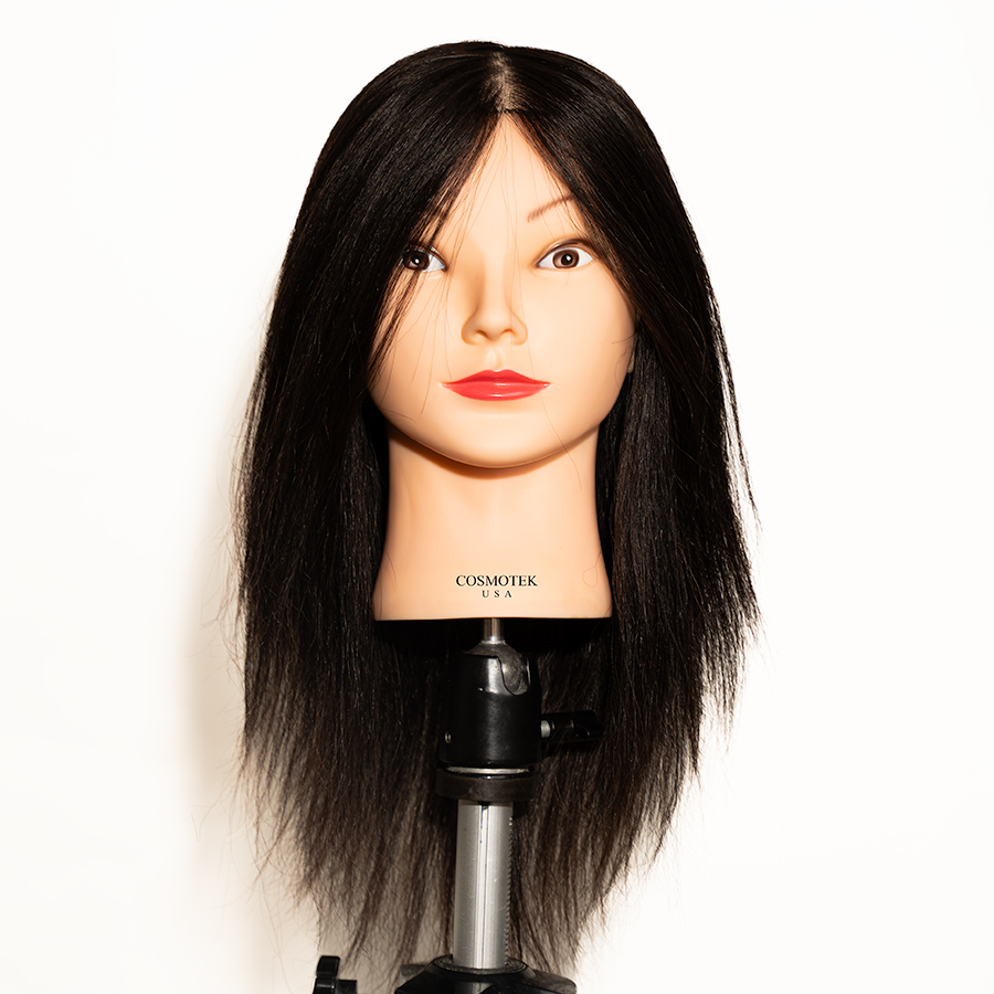 KYLIE - Mannequin Head with Human Hair - 18" Cosmetology, Baber Mannequin Head with 100% Real Human Hair for Braiding Practice Cutting - Manikin Head with Human Hair for Hairdresser (Black)