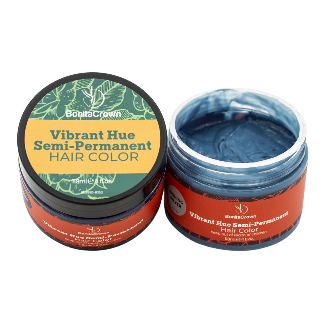Shining Silver Semi-Permanent Hair Color – BonitaCrown 4oz | Professional Use Hair Dye with Nourishing Oils | Vibrant, Long-Lasting Color | Made in USA