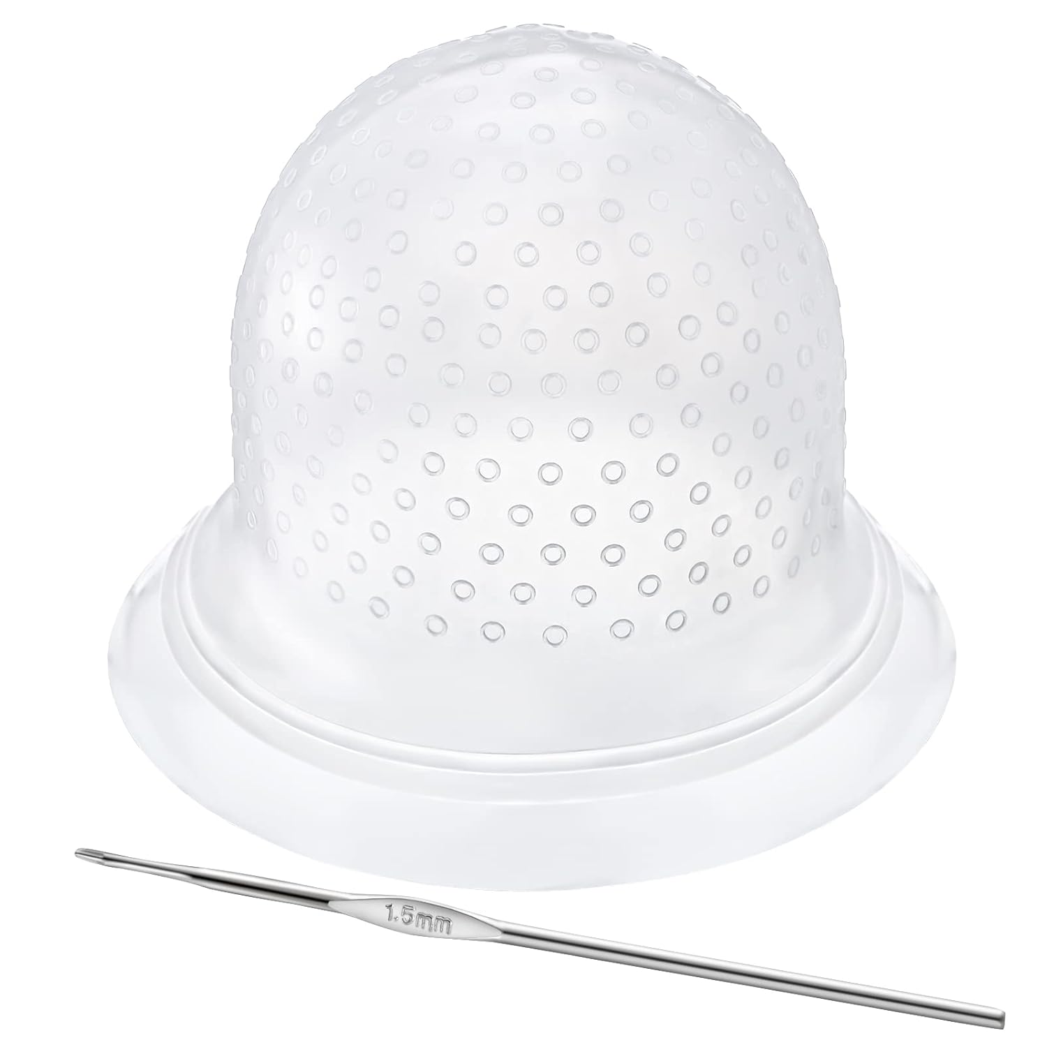 1 PCS Professional Reusable Hair Coloring Highlighting Cap & Hook Hair Salon - white