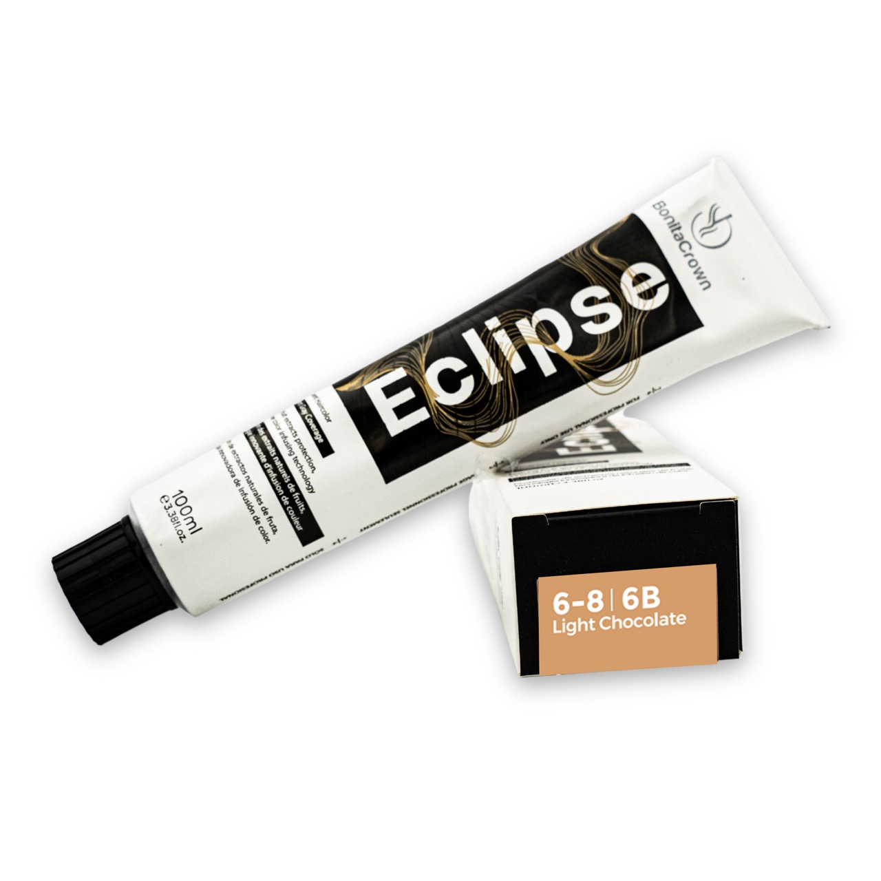 6-8 | 6B – Light Chocolate Bonita Crown Eclipse Permanent Hair Color – Salon-Quality, Full Gray Coverage, Enriched with Natural Fruit Extracts for Long-Lasting Shine – 100ml