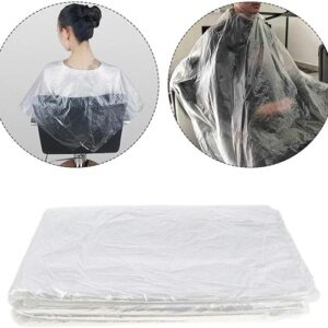 100 Pieces Disposable Barber Haircut Cape Transparent Waterproof Hair Styling Salon Cape Hairdressing Apron Hairdresser Smock Household Salon Cloak