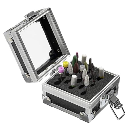 BLACK - Nail Drill Grinding Bit Holder Box, 25 Holes Professional Nail Polish Head Storage Box, Nail Tools Organizers Container, Display Storage Box Rack Manicure Tool for Salon Nail Grinding Head