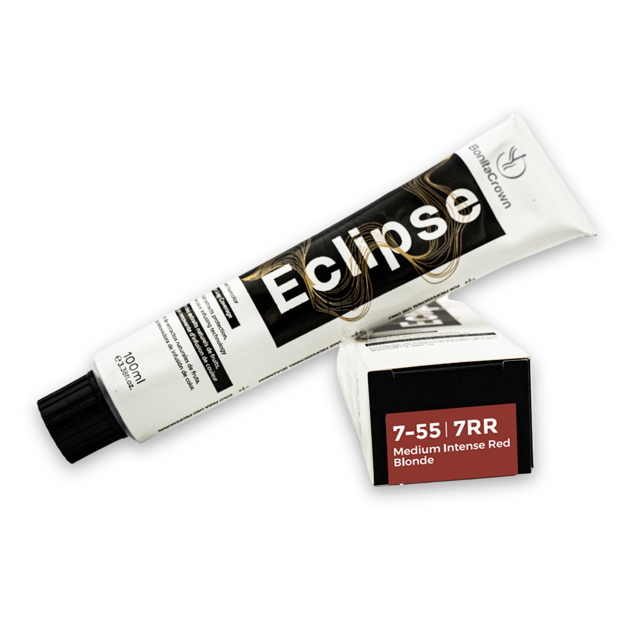 7-55 | 7RR – Medium Intense Red Blonde Bonita Crown Eclipse Permanent Hair Color – Salon-Quality, Full Gray Coverage, Enriched with Natural Fruit Extracts for Long-Lasting Shine – 100ml