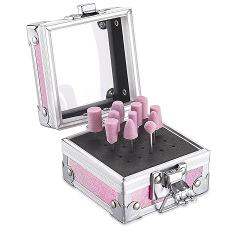 LASER PINK - Nail Drill Grinding Bit Holder Box, 25 Holes Professional Nail Polish Head Storage Box, Nail Tools Organizers Container, Display Storage Box Rack Manicure Tool for Salon Nail Grinding Head