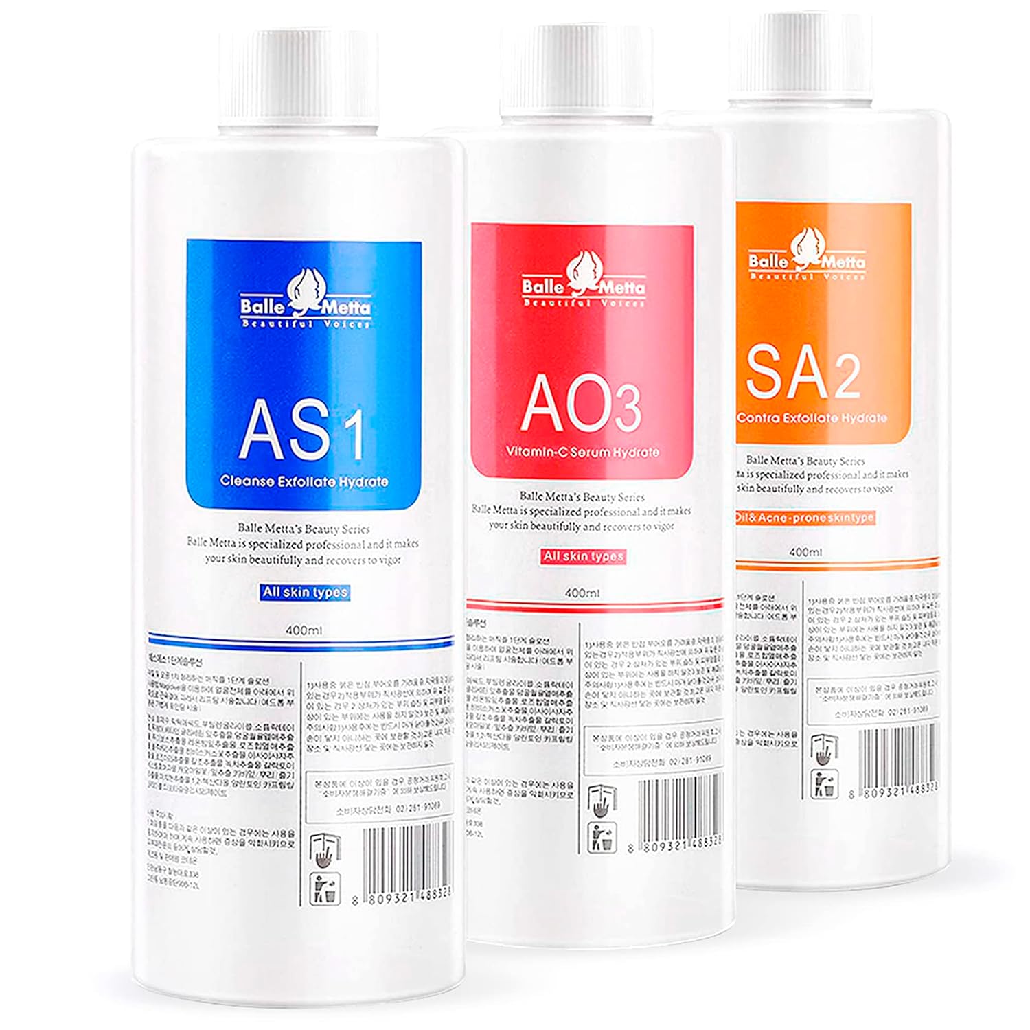 Aqua Peeling Solution - Salon Professional - Premium Dermabrasion Facial Special Serum - Facial Cleaning and Moisturizing Skin Care For Hydra Facial Small Bubble Machine 400ml X 3 Bottles