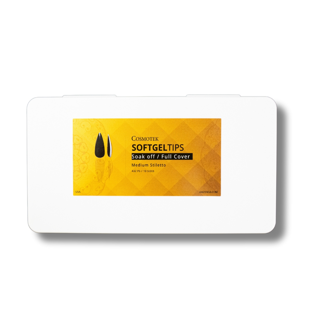 Cosmotek Medium Stiletto shape Nail Tips Pre-Filed Full Cover Soft Gel x Nail Tips 13 Sizes On Nails Tips Half Matte Clear Fake Nails for Acrylic Nails Soak Off Home