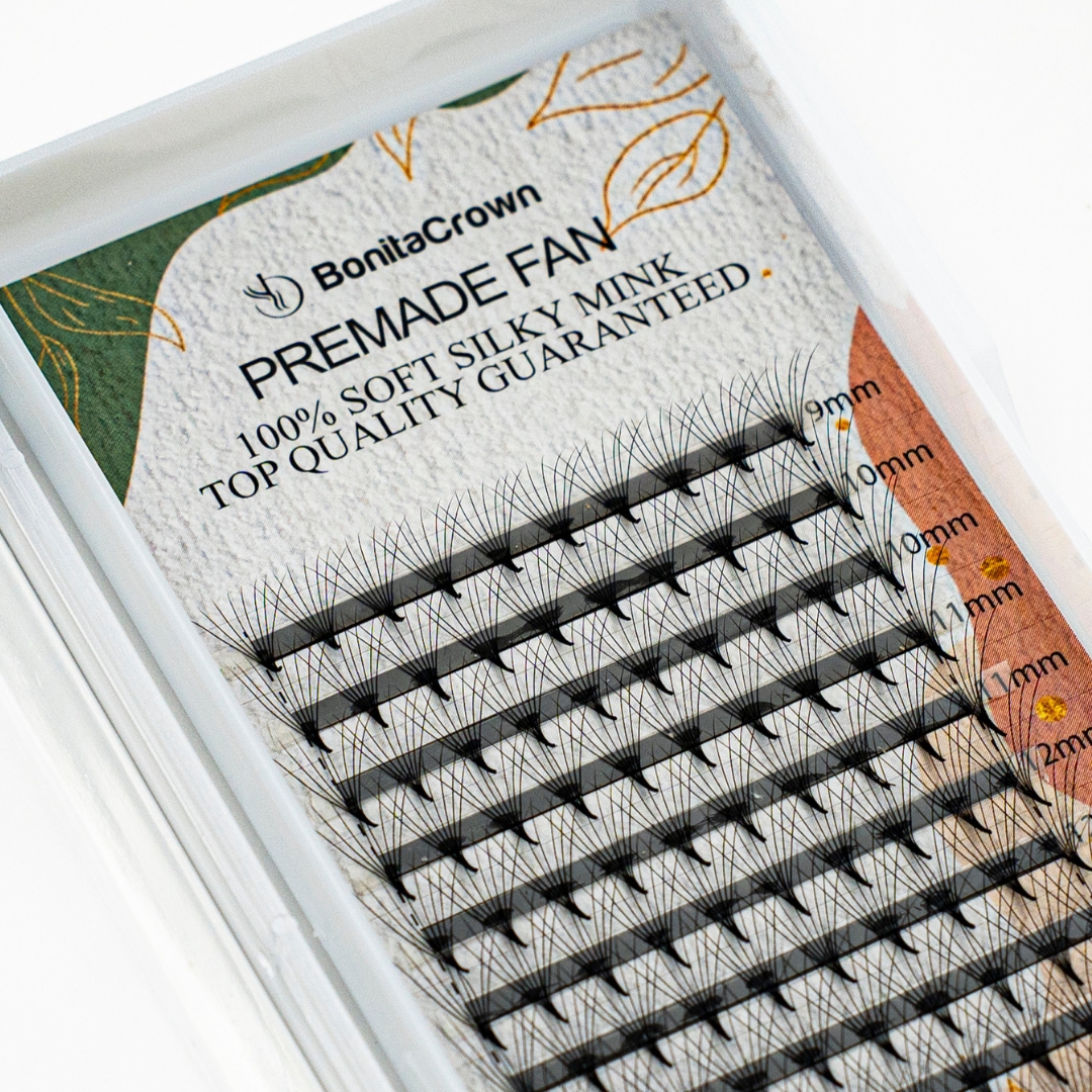 BonitaCrown Premade Fans Eyelash Extensions 10D Premade Lash Fans 8-15mm Mixed Length Promade Loose Fans Thin Base Premade Volume Lash Extension(10D-0.03C/ 8-15mm)