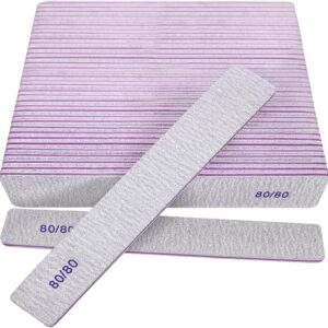80/80 Grit Nail Files 25 Pack – Professional Double-Sided Emery Boards for Acrylic Nails, Gel Nails & Extensions – Heavy Coarse Nail File, Reusable, Washable, Salon Manicure Tools