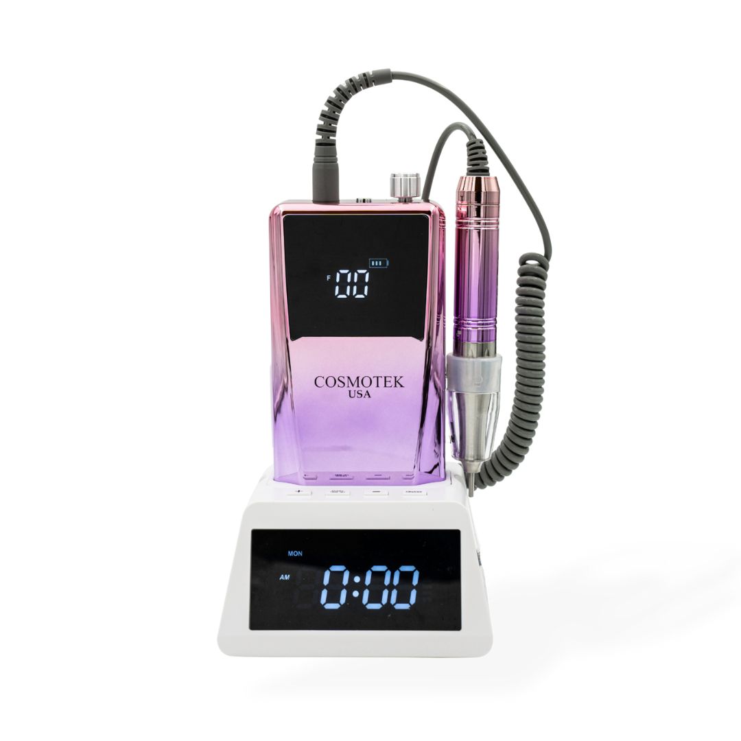 Gradient Purple - 2-in-1 40K Smart Nail Drill Machine with Clock Dock | Portable & Desktop Electric Nail File | Vibration-Free, Ultra Quiet, Rechargeable E-File for Professional Nail Technicians & Salons