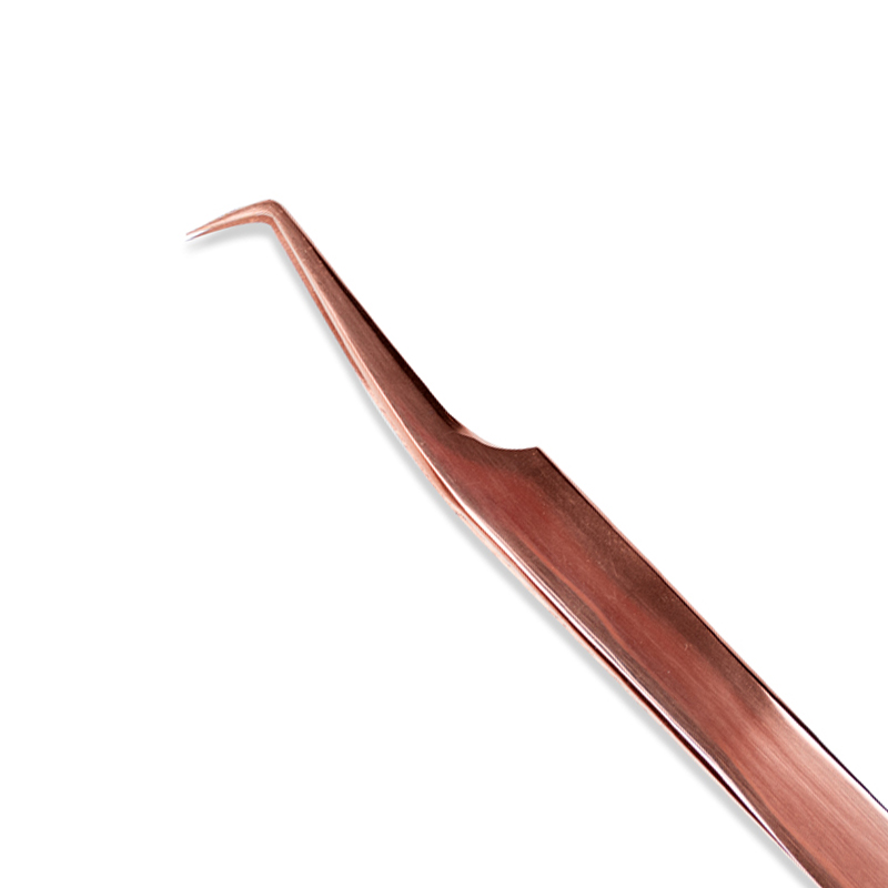 Lash Tweezers for Eyelash Extensions,90 Degree Tweezers Eyelash Extension for Volume Lashes Make Fans,Stainless Steel Fiber Tip Eyelash Extension Tweezers - ROSE GOLD