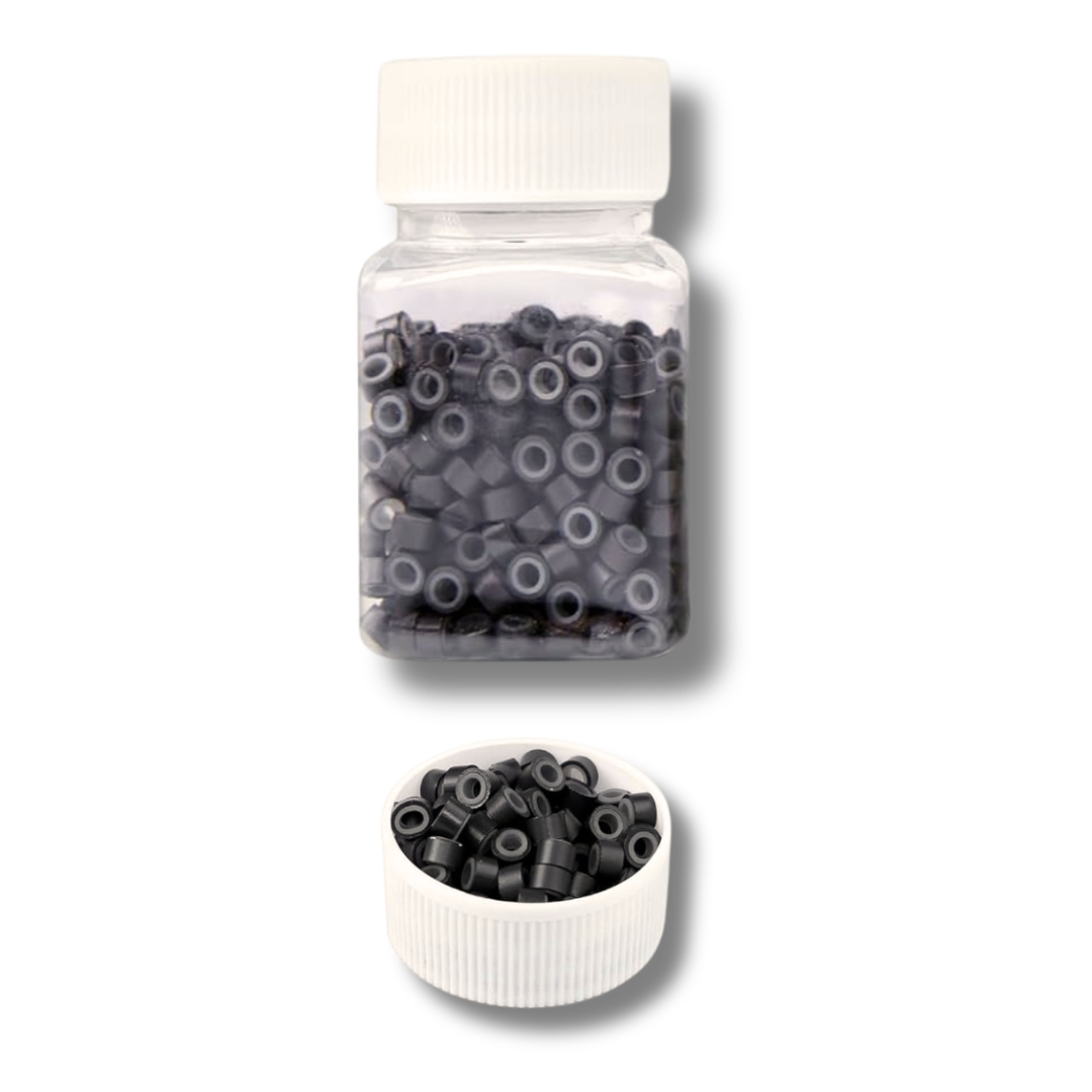 Hair Extentions Micro Rings Links Beads, 5mm Silicone Lined Beads for Human Hair Extensions Tool- DARK BROWN