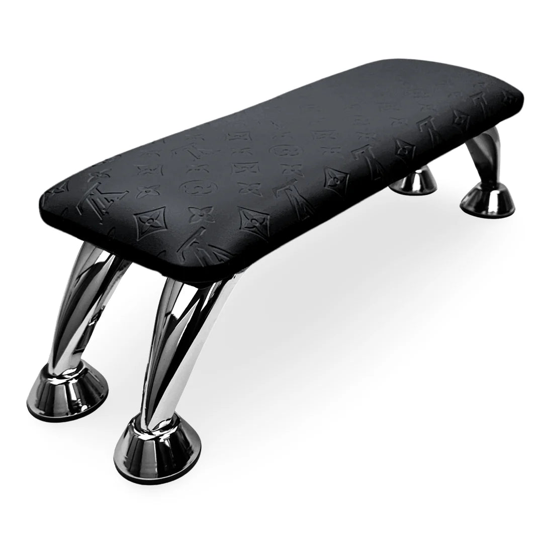 Manicure Armrest – Black Embossed Leather Hand Rest Cushion Pillow