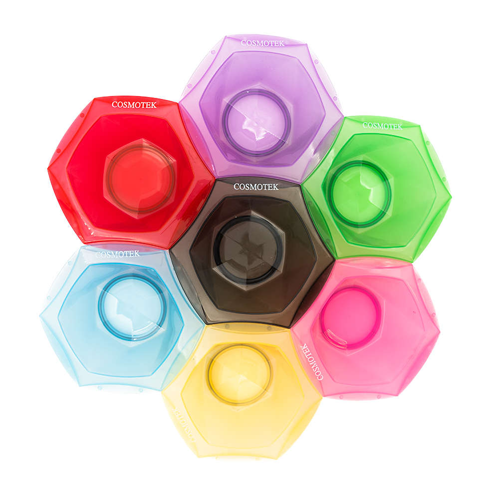 Cosmotek Multi-Colored Connect and Color Bowl Set – Mixing Bowls for Hair Color, Hair Bleach, Hair Dye, Coloring Set - 7 colors