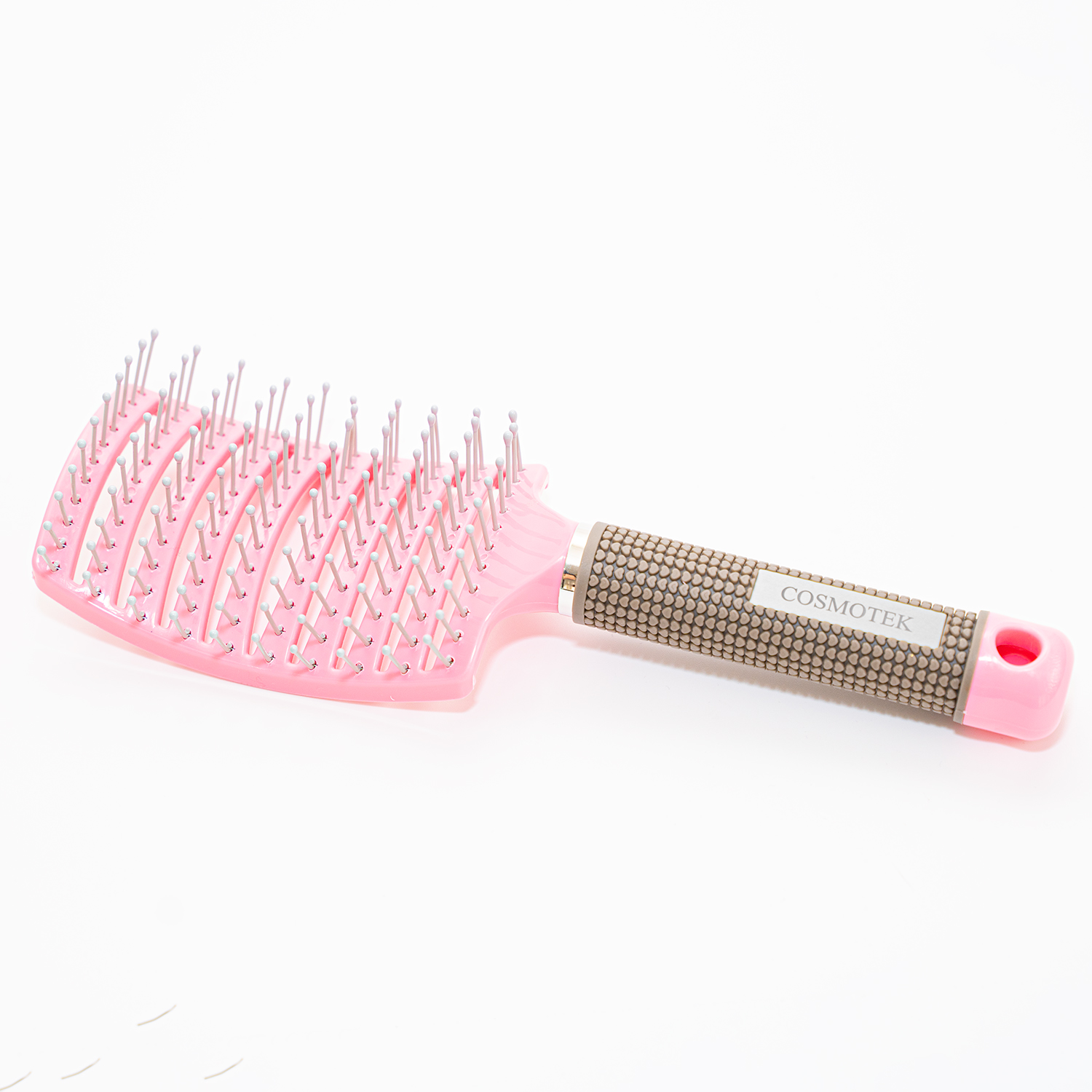 Hair Brush, Curved Vented Brush Faster Blow Drying, Professional Curved Vent Styling Hair Brushes for Women, Men, Paddle Detangling Brush for Wet Dry Curly Thick Straight Hair - PINK