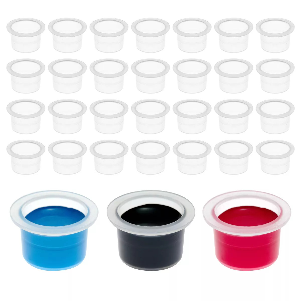 100Pcs/Set Tattoo Ink Cap Cup Pot Medium Large Plastic Microblading Pigment Accessories Holder for Tattoo Machine, Tattoo Supplies, Tattoo Needles, Tattoo Kits(L)