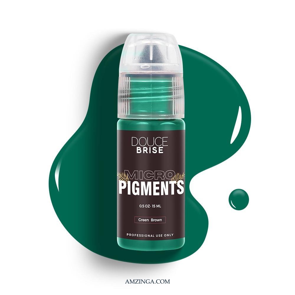 Green Brown Micro Pigment – DOUCE BRISE 15ml | Professional Use Color Corrector Pigment for Permanent Makeup | Eyebrow Correction, PMU Neutralizer Ink | Microblading & Cosmetic Tattoo | Vegan Formula | USA