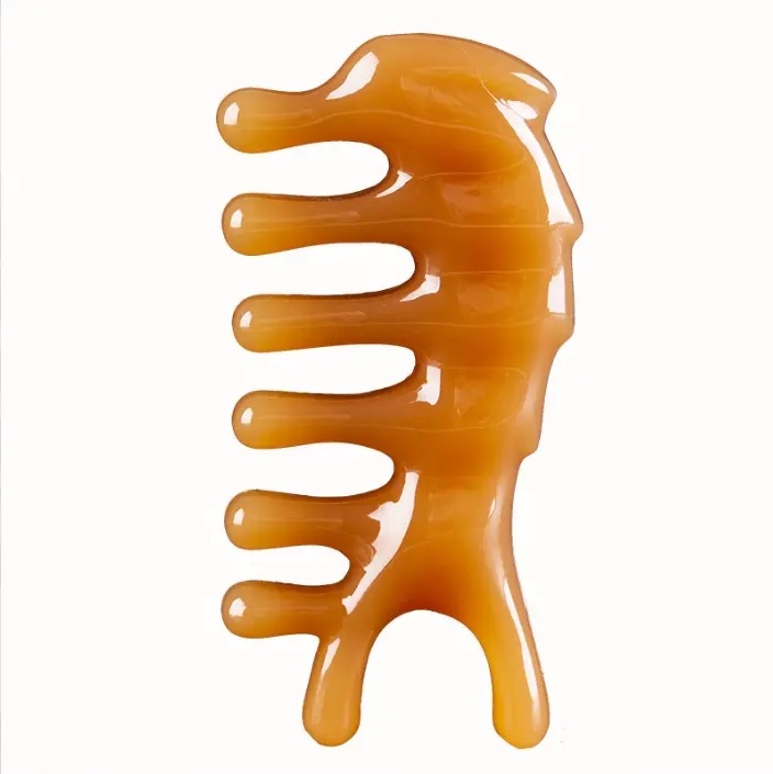 Scalp Massager Comb - Natural stone Wide Tooth Gua Sha Comb - Manual Head Scalp Massage Tool for Eye Nose Facial Neck Back Hand Foot and Legs Birthday Gifts for Women Men Mom