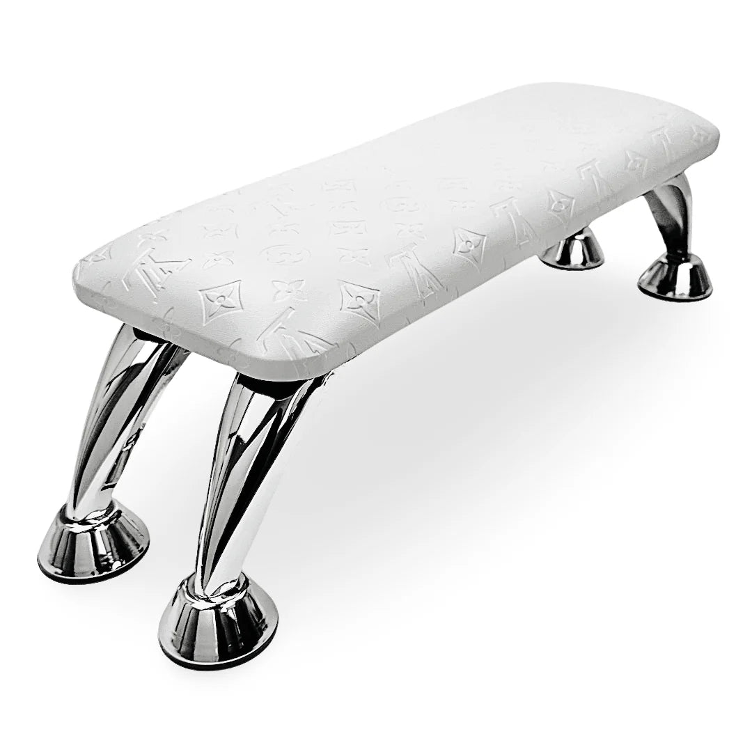 White embossed Manicure Armrest Hand rest with Leather Cushion Pillow