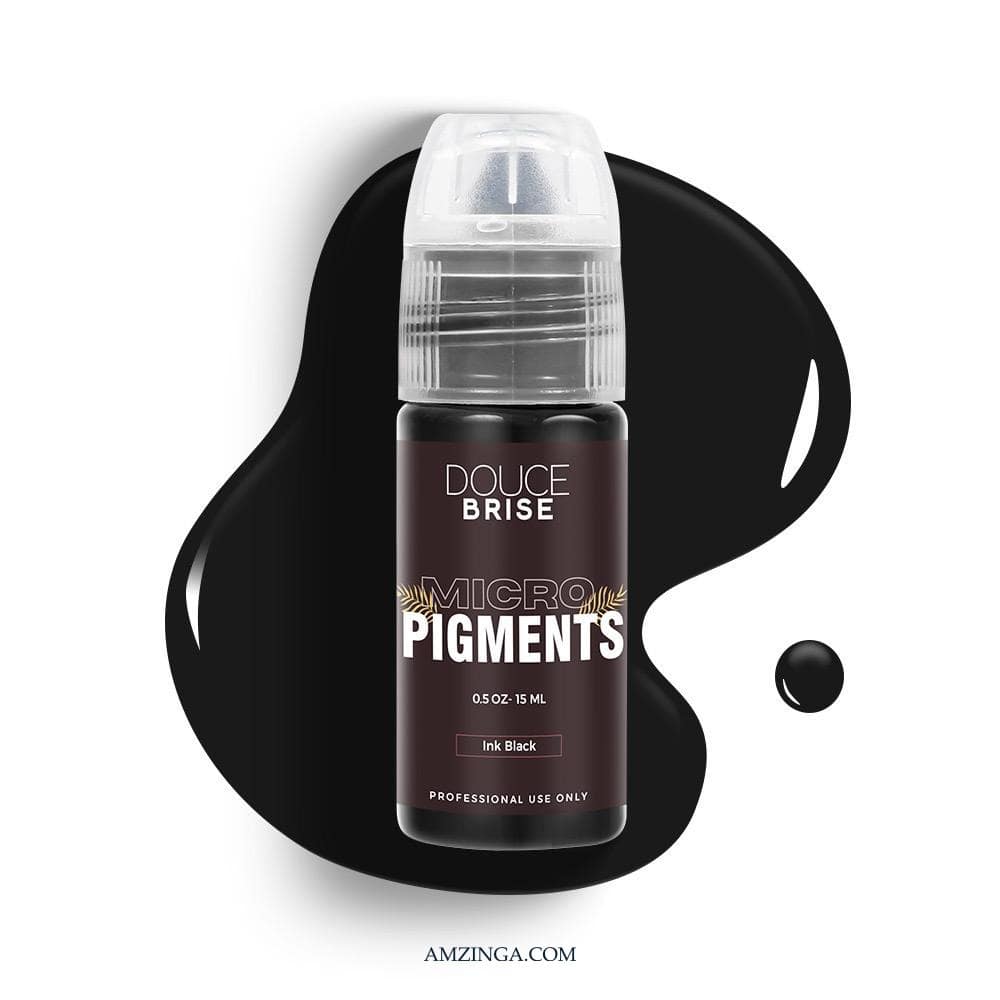 Ink Black Micro Pigment – DOUCE BRISE 15ml | Professional Use Permanent Makeup Tattoo Pigment for Eyebrows, Eyeliner, Lip Blush | PMU & Microblading Ink | Vegan Formula | Made in USA